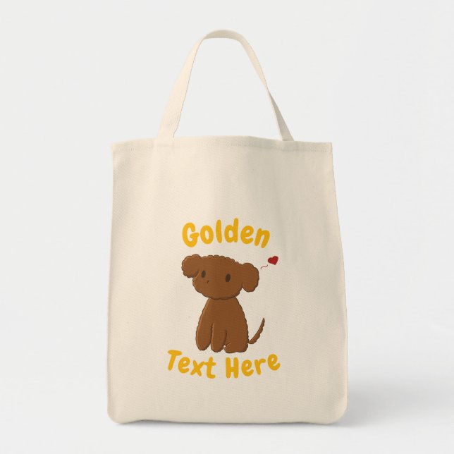 Personliga Golden Doodle Hund Tote Väskor (Framsidan)