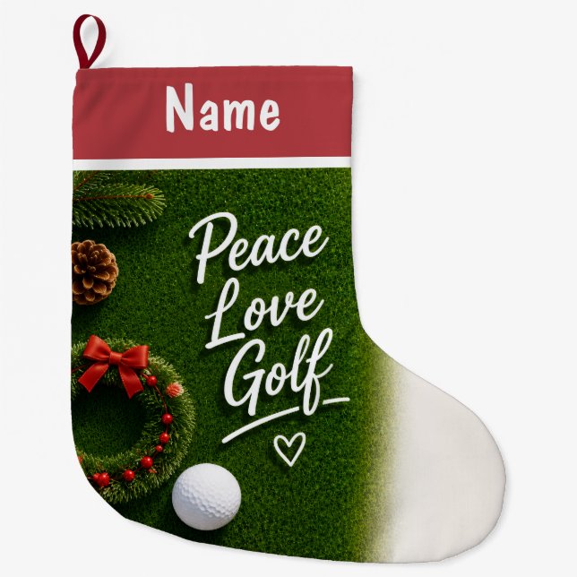 Personliga golfjulklappar stor julstrumpa (Framsidan)