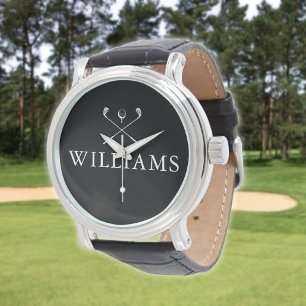 Personliga golfklubbor i svart och vitt med namn armbandsur