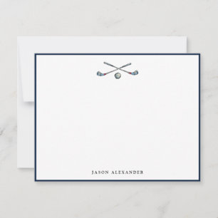 Personliga golfklubbor och boll Navy-kant Anteckningskort