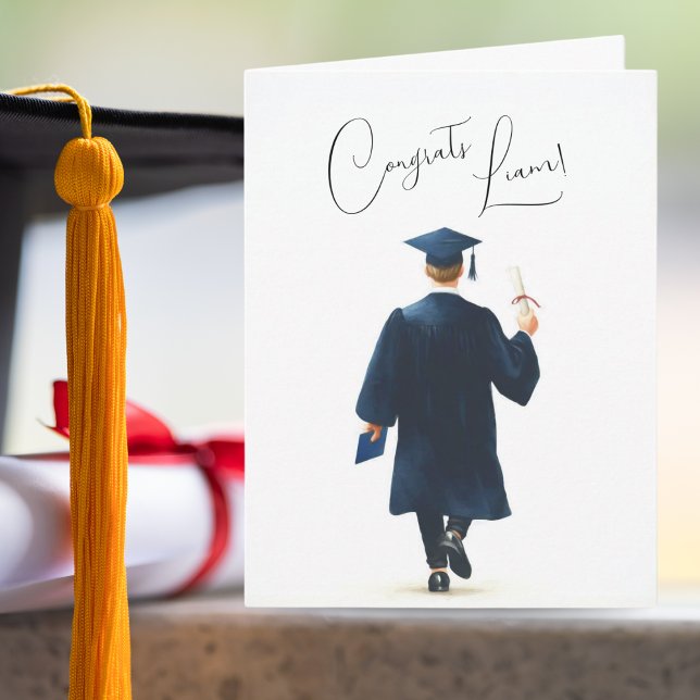 Personliga Grattis Examen Man Kort (Minimalist graduation card that you can personalize! )