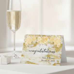 Personliga gratulationer till bröllop Guld blommor Kort