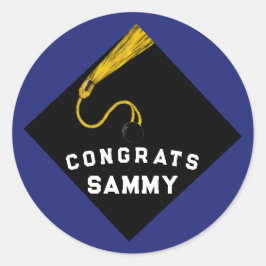 Personliga gratulationsmeddelanden för examen runt klistermärke