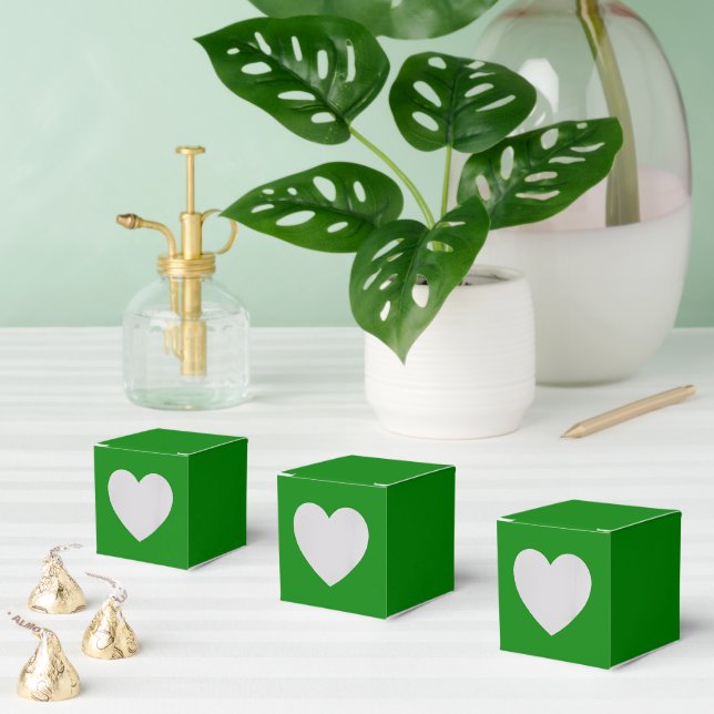 Personliga gröna presentaskar – Heart 2x2x2 stil (Multipel)