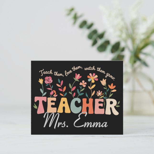 Personliga Groovy Blommor Lärare Anpassad Present (Stående Fram)