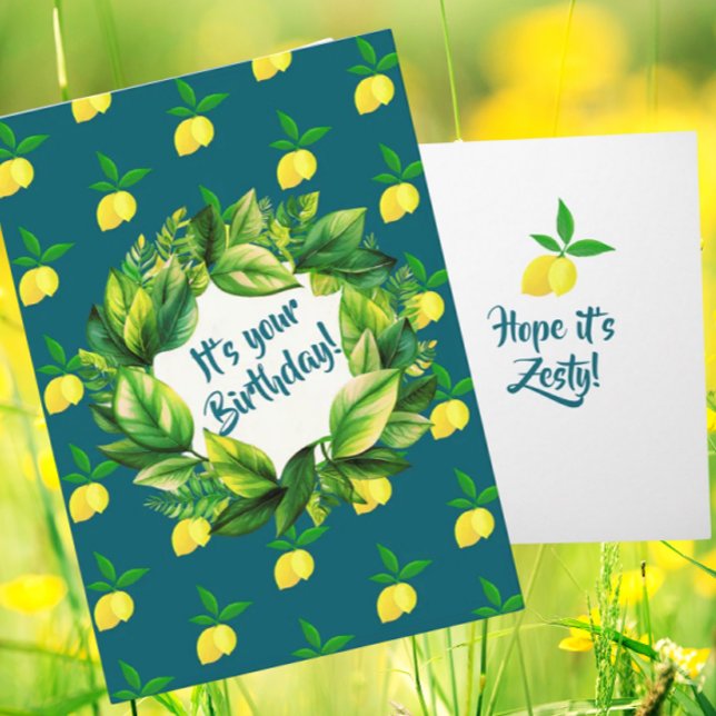 Personliga gula citroner teal  kort (Personalize it!)