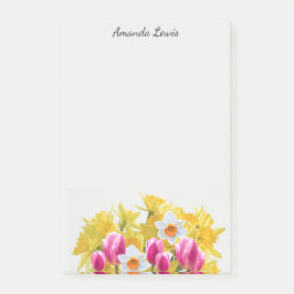 Personliga gula Narciss Blommor Anteckningar Post-it Block