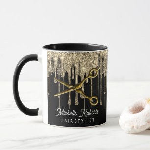 Personliga gyllene glitter saxar frisörsalong    mugg