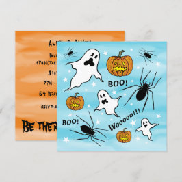 Personliga Halloween-spöken, pumpor och spindlar Inbjudningar