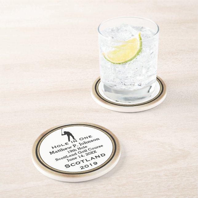Personliga Hole In One Man Cave Lodge Coasters Underlägg (Sidan)