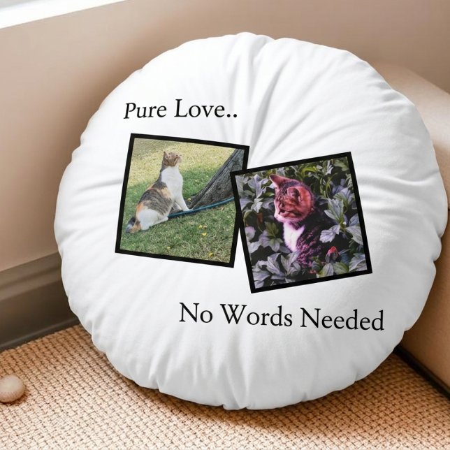 Personliga husdjursfoton Rund kudde (Fully customizable round pillow with photos for pet lovers)