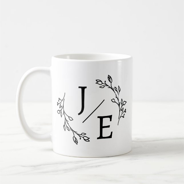Personliga initialer Botanisk monogram Blommig  Kaffemugg (Vänster)