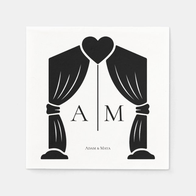 personliga initialer bröllopsservetter eleganta en pappersservett (Framsidan)