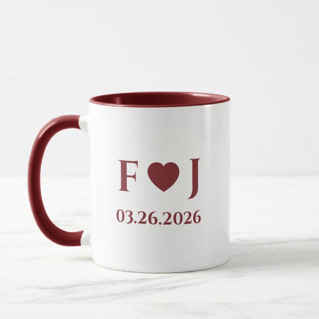 Personliga initialer för par - Kärlekshjärta & dat Mugg (Vänster)