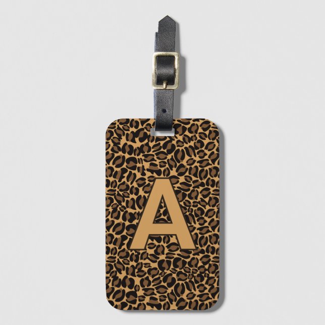 Personliga initialer Leopard djurtryck Bagagebricka (Framsida vertikal)