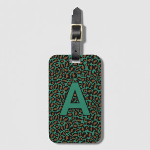 Personliga initialer Leopard djurtryck Bagagebricka