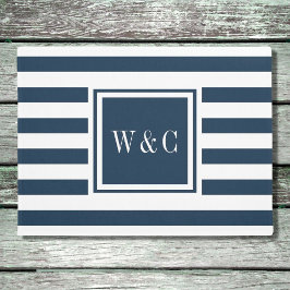 Personliga initialer monogram marinblå och vit