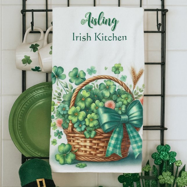 Personliga Irländska Klöver Köksdukar Kökshandduk (Irish Kitchen towel is the perfect mix of charm and cheer )