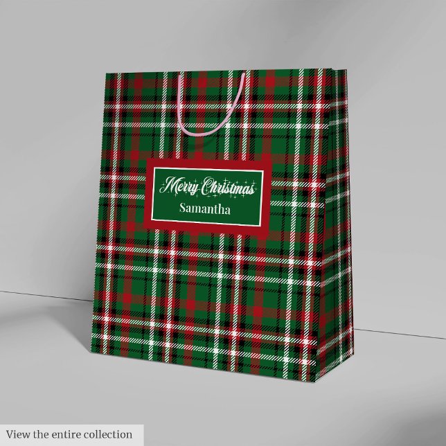 Personliga julklappspåsar Tartan Monogram (Personalized Christmas Gift Bags Tartan Monogram Style)