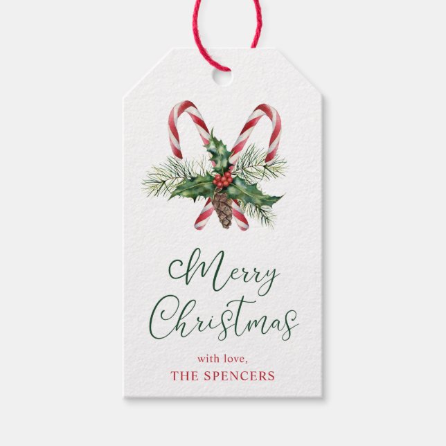 Personliga julpresentkort med godisrand presentetikett (Framsidan)