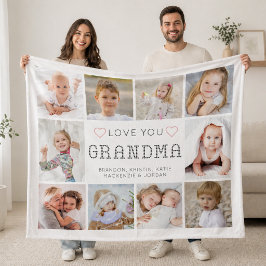 Personliga kärlek du mormor hjärtan 10 foto fleecefilt