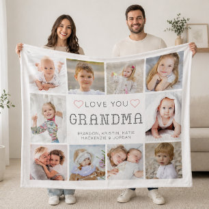 Personliga kärlek du mormor hjärtan 10 foto fleecefilt