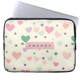 Personliga Kawaii Pastellfärgade Hjärtan & Prickar Laptop Fodral