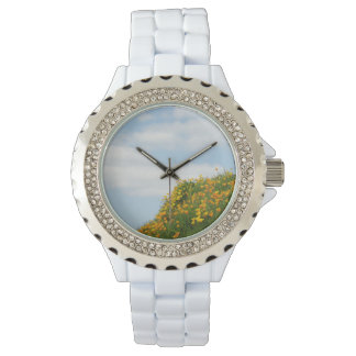 Personliga klockor blå Himmel Moln Poppy Meadow
