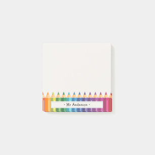 Personliga lärare namn färgglada pennor post-it block