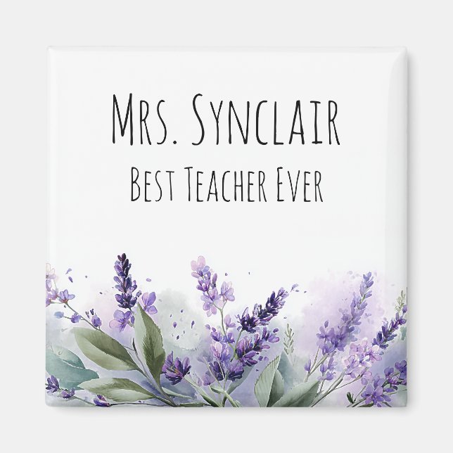 Personliga lavendelblommor Lärarskönhet Magnet (Framsidan)