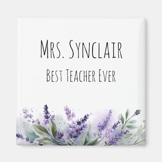 Personliga lavendelblommor Lärarskönhet Magnet (Framsidan)