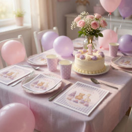 Personliga lavendelruta baby shower servetter
