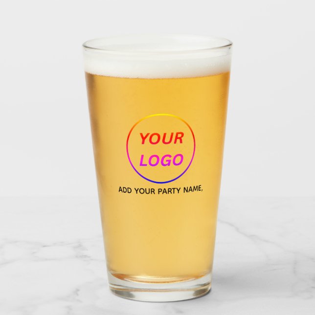 Personliga logotyp- och textölsglas glaskopp (Framsida fylld)