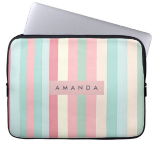 Personliga minimalistiska pastellränder laptop fodral