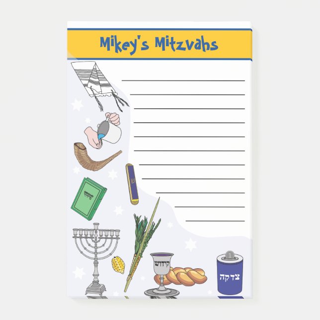 Personliga Mitzvah-anteckningar - Post-It -stil 1 Block (Framsida)