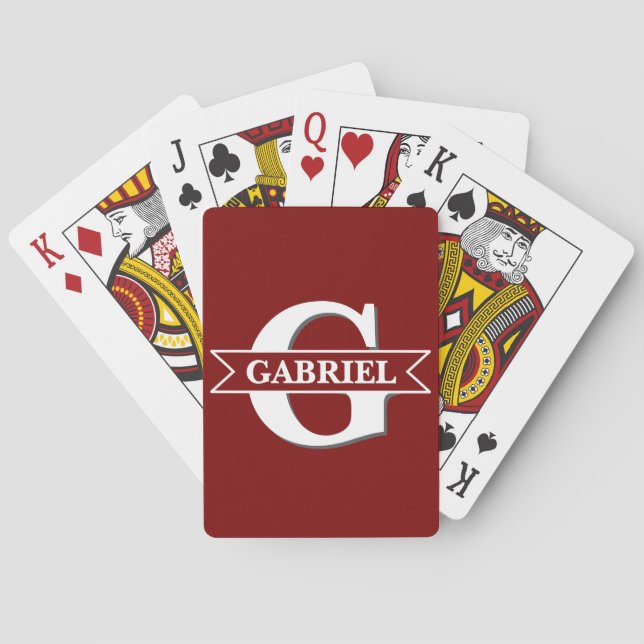 Personliga Moderna Monogram Namn Poker Kort Casinokort (Baksidan)