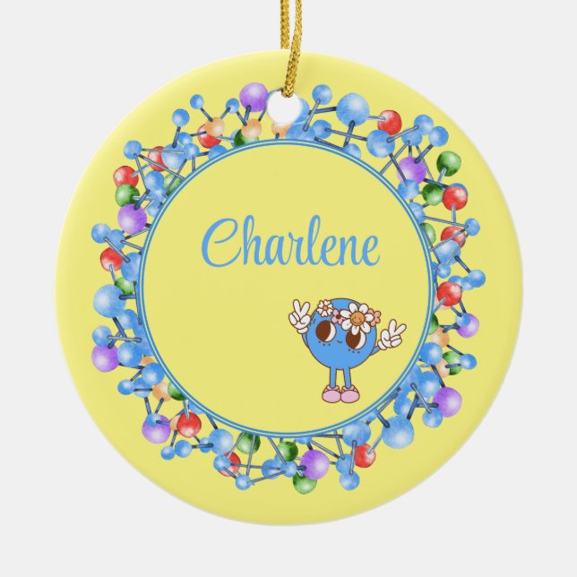 Personliga Molekyler Partiklar Fred Atom  Julgransprydnad Keramik (Framsidan)