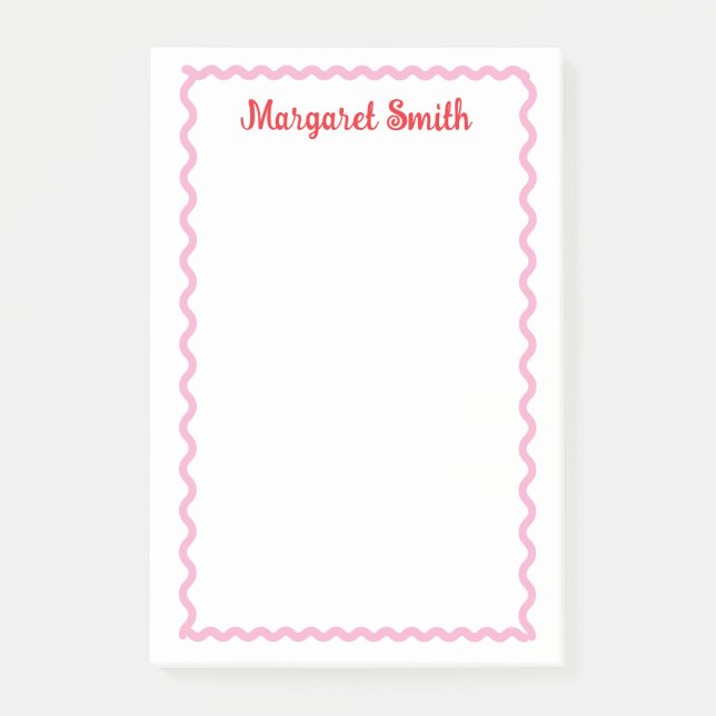 Personliga monogram-block med scallop-kant post-it block (Framsida)