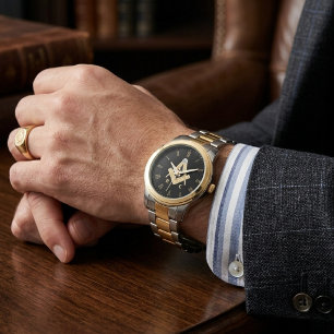 Personliga Monogram Frimurarpresenter Svart & Armbandsur