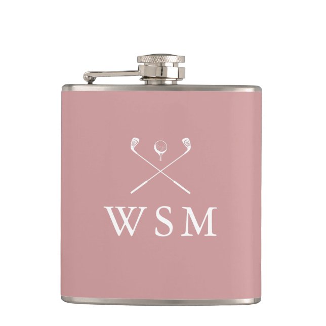 Personliga Monogram Golfklubbor Dammrosa Rosa Fickplunta (Framsidan)