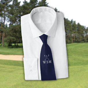 Personliga monogram golfklubbor marinblå golf slips