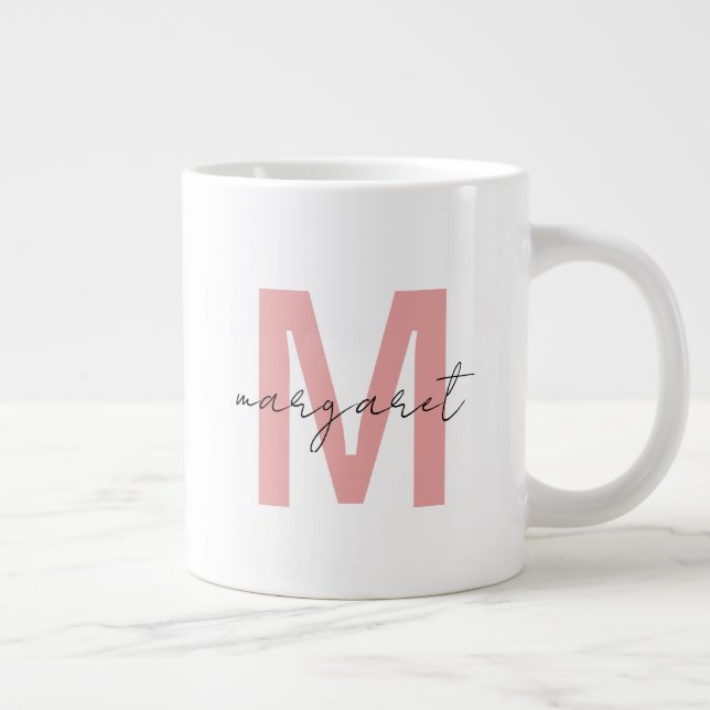 Personliga Monogram Initialbokstäver Namn Jumbo Mugg (Höger)