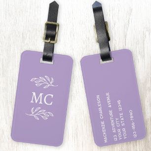 Personliga monogram initialer botanisk blad bagagebricka