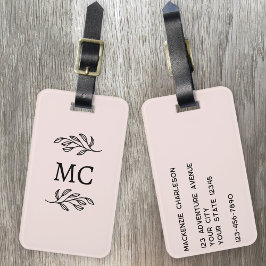 Personliga monogram initialer botanisk rodnad bagagebricka