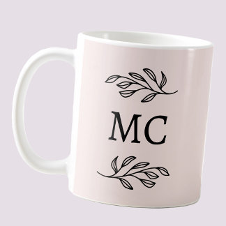 Personliga monogram initialer botanisk rodnad kaffemugg