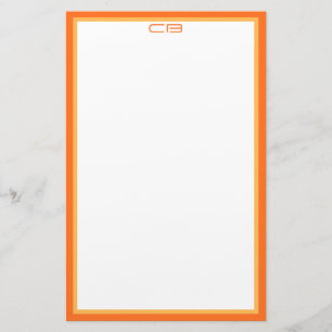 Personliga monogram initialer orange kant brevpapper