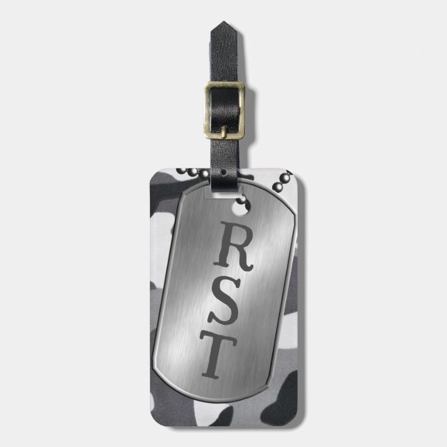 Personliga Monogram Kamouflage Militära Hundmärken Bagagebricka (Vertikal Framsida)