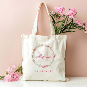 Personliga Monogram Rosa Blommor Tygkasse