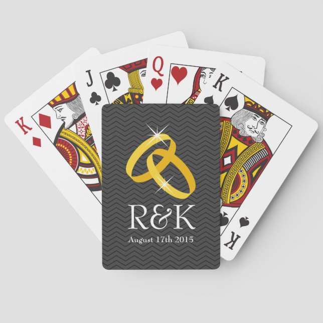 Personliga monogram vigselringar spelkort (Baksidan)