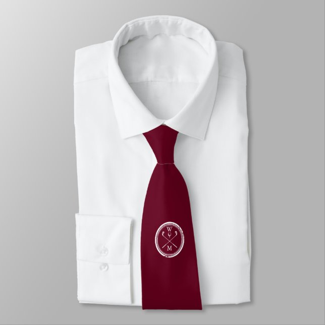 Personliga monograminitialer Burgunderröd golf Slips (Bunden)